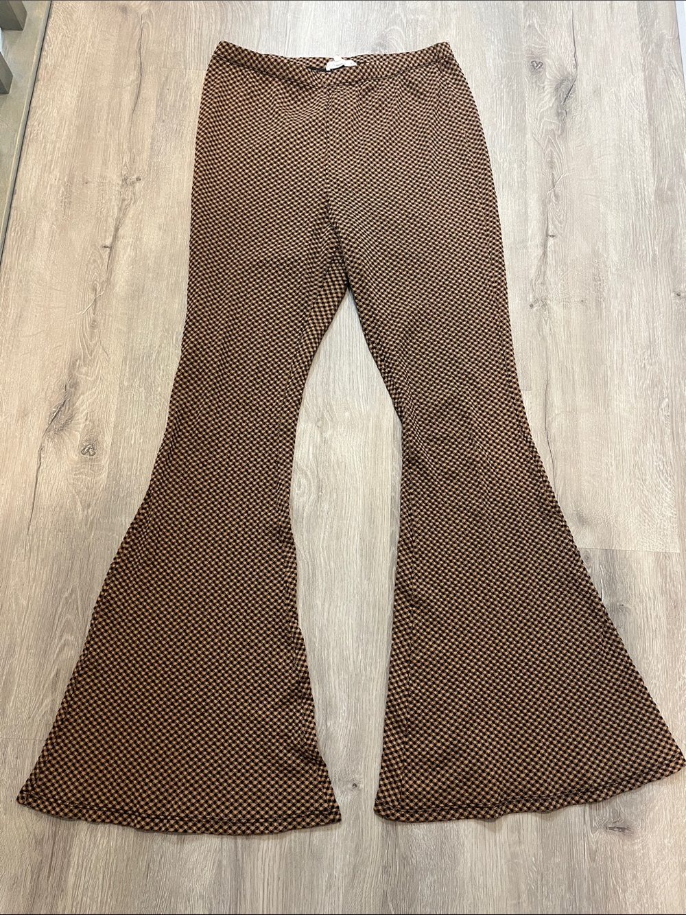 Bear Dance Black and Brown Gingham High-Waist Pants